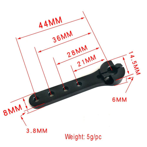 (A50) aluminum long servo arm for 25T servos black