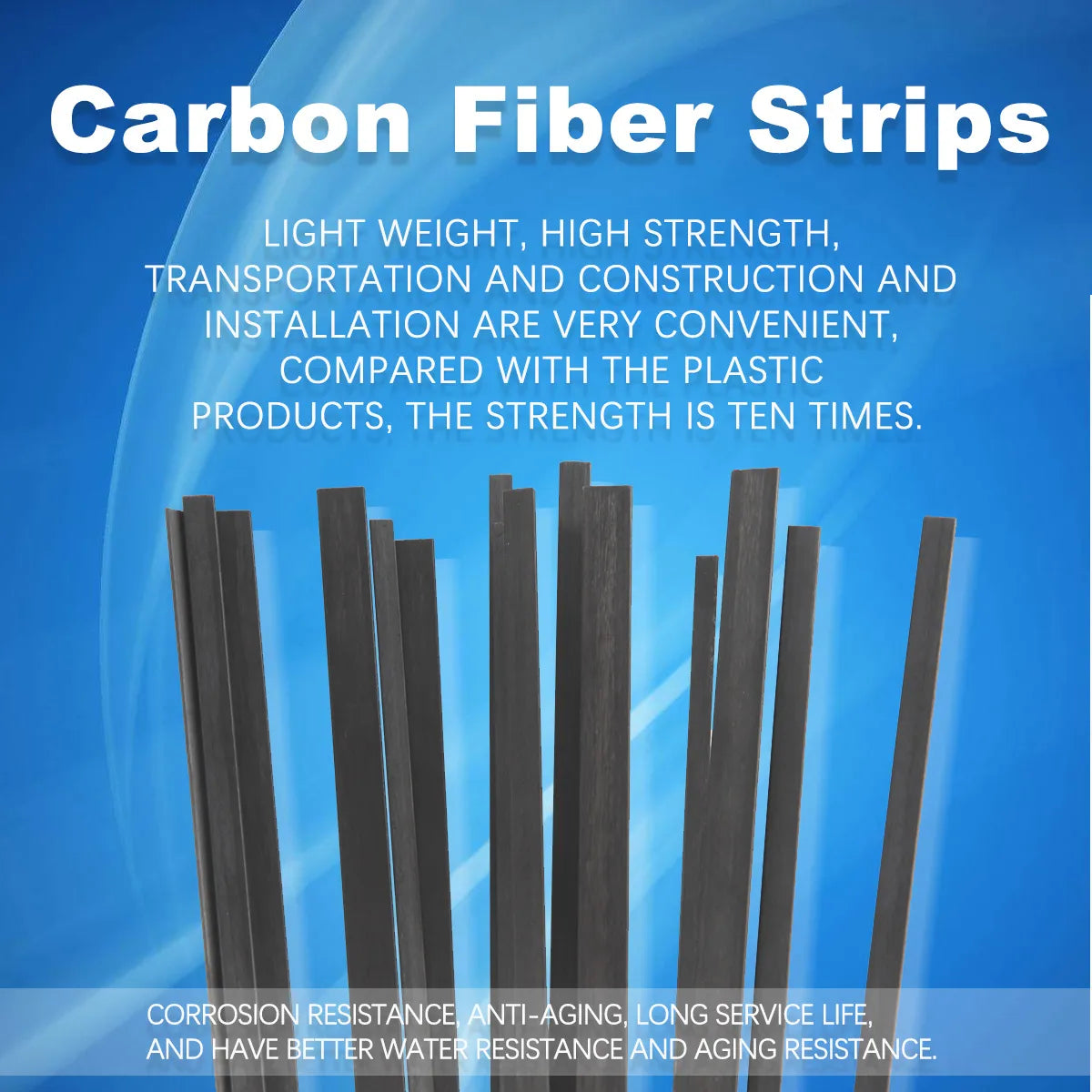 Flat Carbon Fiber Strips Length 500mm