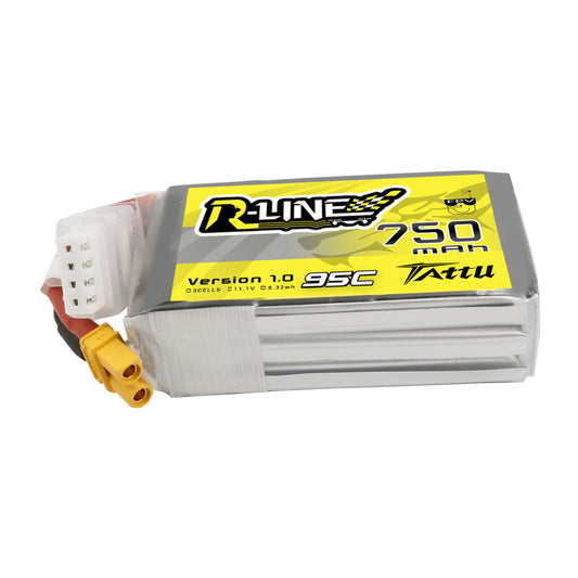 Tattu R-Line 750mAh 11.1V 95C 3S1P Lipo Battery Pack With XT30 Plug