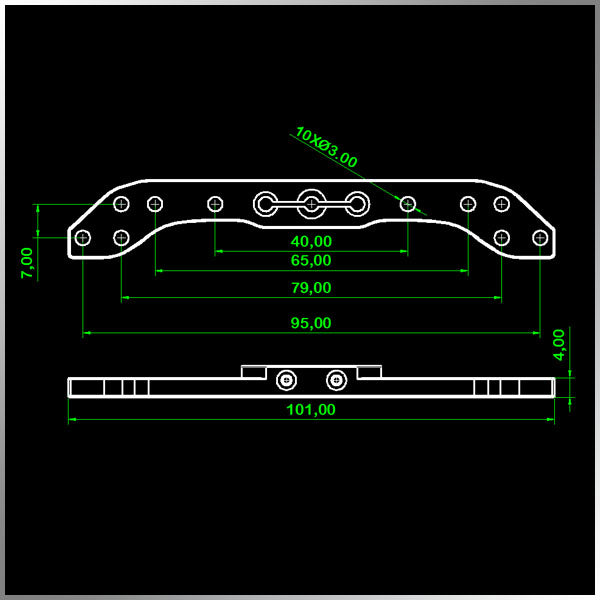 (A100) aluminum long servo arm for 25T servo Black